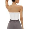 imageREORIA Womens Sexy Tube Tops Strapless Corset Crop Tops Basic Backless Zip Back BustierWhite