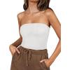 imageREORIA Womens Sexy Tube Tops Strapless Corset Crop Tops Basic Backless Zip Back BustierWhite