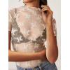 imageREORIA Womens Summer Sexy Mesh Sheer Short Sleeve Lace See Through Y2K Trendy T Shirts TopsLight Apricot