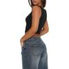imageREORIA Womens Summer Sexy Square Neck Sleeveless Double Lined Going Out Crop Basic Tank TopsBlack