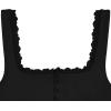 imageREORIA Womens Summer Vintage Trendy Square Neck Lace Trim Tank Crop TopsBlack