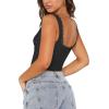 imageREORIA Womens Summer Vintage Trendy Square Neck Lace Trim Tank Crop TopsBlack