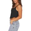imageREORIA Womens Summer Vintage Trendy Square Neck Lace Trim Tank Crop TopsBlack
