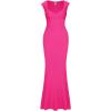 imageREORIA Womens Trendy Sexy Square V Neck Cap Sleeve Elegant Lounge Long Dress Ribbed Bodycon Maxi DressesRose Red