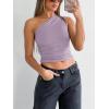 imageREORIA Womens Trendy Summer Sexy One Shoulder Sleeveless Tank Top Trendy Y2k Going Out Crop TopsHazy Lilac