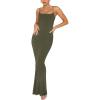 imageREORIA Womens Basic Sexy Lounge Slip Long Dress Elegant Sleeveless Backless Ribbed Bodycon Maxi DressesArmy Green