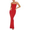 imageREORIA Womens Basic Sexy Lounge Slip Long Dress Elegant Sleeveless Backless Ribbed Bodycon Maxi DressesRed