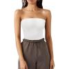 imageREORIA Womens Sexy Tube Tops Strapless Corset Crop Tops Basic Backless Zip Back BustierWhite