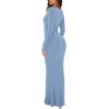 imageREORIA Womens Sexy Scoop Neck Long Sleeve Lounge Long Dress Ribbed Bodycon Maxi DressesBlue