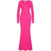 imageREORIA Womens Sexy V Neck Long Sleeve Maxi Dress Casual Lounge Ribbed Bodycon Long DressesRose Red