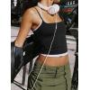 imageREORIA Womens Summer Casual Sleeveless Square Neck Contrast Double Lined Trendy Going Out Camisole Crop Tank TopsBlack