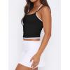 imageREORIA Womens Summer Casual Sleeveless Square Neck Contrast Double Lined Trendy Going Out Camisole Crop Tank TopsBlack