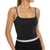 imageREORIA Womens Summer Casual Sleeveless Square Neck Contrast Double Lined Trendy Going Out Camisole Crop Tank TopsBlack