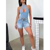 imageREORIA Womens Sexy Criss Cross Halter Neck Crop Tops Trendy Sleeveless Y2K Nightout Clubwear Going Out TopsAir Blue