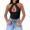 imageREORIA Womens Sexy Criss Cross Halter Neck Crop Tops Trendy Sleeveless Y2K Nightout Clubwear Going Out TopsBlack
