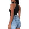 imageREORIA Womens Sexy Criss Cross Halter Neck Crop Tops Trendy Sleeveless Y2K Nightout Clubwear Going Out TopsBlack