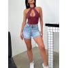 imageREORIA Womens Sexy Criss Cross Halter Neck Crop Tops Trendy Sleeveless Y2K Nightout Clubwear Going Out TopsBurgundy