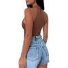 imageREORIA Womens Sexy Criss Cross Halter Neck Crop Tops Trendy Sleeveless Y2K Nightout Clubwear Going Out TopsCoffee