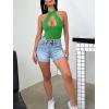 imageREORIA Womens Sexy Criss Cross Halter Neck Crop Tops Trendy Sleeveless Y2K Nightout Clubwear Going Out TopsGreen