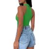 imageREORIA Womens Sexy Criss Cross Halter Neck Crop Tops Trendy Sleeveless Y2K Nightout Clubwear Going Out TopsGreen