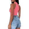 imageREORIA Womens Sexy Criss Cross Halter Neck Crop Tops Trendy Sleeveless Y2K Nightout Clubwear Going Out TopsPeach Pink