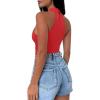 imageREORIA Womens Sexy Criss Cross Halter Neck Crop Tops Trendy Sleeveless Y2K Nightout Clubwear Going Out TopsRed