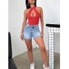 imageREORIA Womens Sexy Criss Cross Halter Neck Crop Tops Trendy Sleeveless Y2K Nightout Clubwear Going Out TopsRed