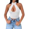 imageREORIA Womens Sexy Criss Cross Halter Neck Crop Tops Trendy Sleeveless Y2K Nightout Clubwear Going Out TopsWhite