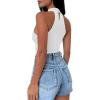 imageREORIA Womens Sexy Criss Cross Halter Neck Crop Tops Trendy Sleeveless Y2K Nightout Clubwear Going Out TopsWhite
