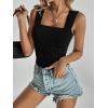 imageREORIA Womens Sexy Square Neck Double Lined Mesh Sheer Ruched Crop Going Out Tops Y2k Trendy Cute Tank Top Summer OutfitsBlack