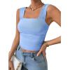 imageREORIA Womens Sexy Square Neck Double Lined Mesh Sheer Ruched Crop Going Out Tops Y2k Trendy Cute Tank Top Summer OutfitsBlue