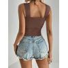 imageREORIA Womens Sexy Square Neck Double Lined Mesh Sheer Ruched Crop Going Out Tops Y2k Trendy Cute Tank Top Summer OutfitsCoffee