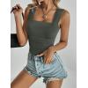 imageREORIA Womens Sexy Square Neck Double Lined Mesh Sheer Ruched Crop Going Out Tops Y2k Trendy Cute Tank Top Summer OutfitsGrey Green