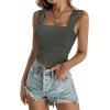 imageREORIA Womens Sexy Square Neck Double Lined Mesh Sheer Ruched Crop Going Out Tops Y2k Trendy Cute Tank Top Summer OutfitsGrey Green