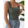 imageREORIA Womens Sexy Square Neck Double Lined Mesh Sheer Ruched Crop Going Out Tops Y2k Trendy Cute Tank Top Summer OutfitsGrey Green