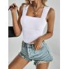 imageREORIA Womens Sexy Square Neck Double Lined Mesh Sheer Ruched Crop Going Out Tops Y2k Trendy Cute Tank Top Summer OutfitsWhite