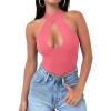 imageREORIA Womens Sexy Criss Cross Halter Neck Crop Tops Trendy Sleeveless Y2K Nightout Clubwear Going Out TopsPeach Pink