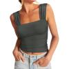 imageREORIA Womens Sexy Square Neck Double Lined Mesh Sheer Ruched Crop Going Out Tops Y2k Trendy Cute Tank Top Summer OutfitsGrey Green