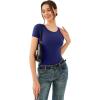 imageREORIA Womens Short Sleeve Round Neck Body Suits Fashion Tshirt Tops Bodysuits for womenBellwether Blue
