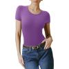 imageREORIA Womens Short Sleeve Round Neck Body Suits Fashion Tshirt Tops Bodysuits for womenAmethyst Orchid