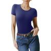 imageREORIA Womens Short Sleeve Round Neck Body Suits Fashion Tshirt Tops Bodysuits for womenBellwether Blue
