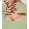 imageREORIA Womens Sexy Mesh Long Sleeve Slim Tops Square Neck Thumb Hole Curved Hem Solid Going Out TopTender Green
