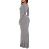 imageREORIA Womens Sexy Scoop Neck Long Sleeve Lounge Long Dress Ribbed Bodycon Maxi DressesLight Grey