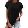imageREORIA Womens Cap Sleeve Crew Neck Lose T Shirt Business Casual Dressy Basic Tops for Summer 2025Black