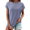 imageREORIA Womens Cap Sleeve Crew Neck Lose T Shirt Business Casual Dressy Basic Tops for Summer 2025Light Blue