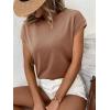 imageREORIA Womens Cap Sleeve Crew Neck Lose T Shirt Business Casual Dressy Basic Tops for Summer 2025Light Brown