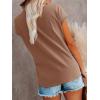imageREORIA Womens Cap Sleeve Crew Neck Lose T Shirt Business Casual Dressy Basic Tops for Summer 2025Light Brown