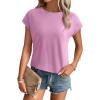 imageREORIA Womens Cap Sleeve Crew Neck Lose T Shirt Business Casual Dressy Basic Tops for Summer 2025Light Pink