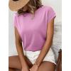 imageREORIA Womens Cap Sleeve Crew Neck Lose T Shirt Business Casual Dressy Basic Tops for Summer 2025Light Pink