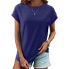 imageREORIA Womens Cap Sleeve Crew Neck Lose T Shirt Business Casual Dressy Basic Tops for Summer 2025Navy Blue